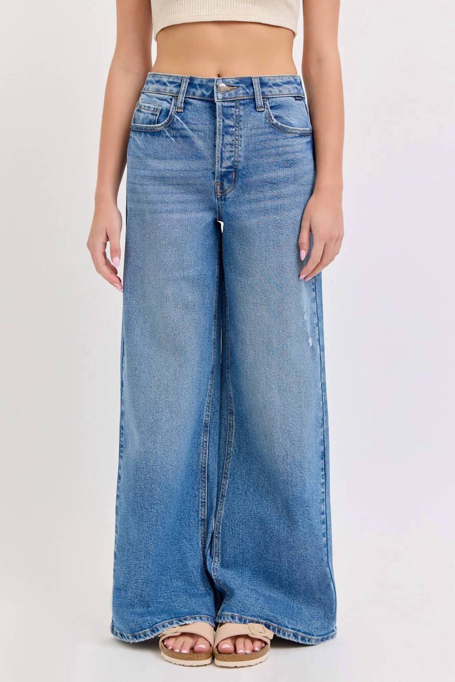 NEW CELLO broke girl high rise wide leg jean in blue